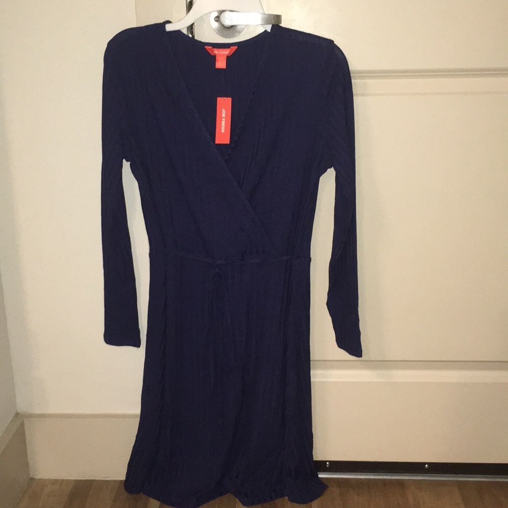 Blue Faux Wrap Dress